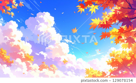 秋葉風景生成AI背景 秋葉風景生成AI背景 129078154