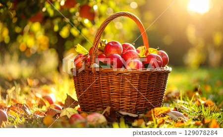 Apple Harvest Generative AI Background 129078284