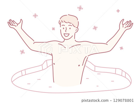 A Joyful Young Man Indulging in a Relaxing and Refreshing Water Scene, Radiating Happiness and Cheer A Joyful Young Man Indulging in a Relaxing and Refreshing Water Scene, Radiating Happiness and Cheer 129078801
