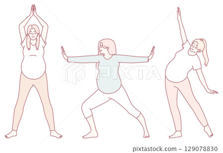 Pregnant Women Engaging in Yoga Practices to Enhance Their Health and Overall Wellness 129078830