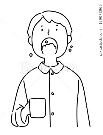 Boy gargling_line drawing Boy gargling_line drawing 129078969