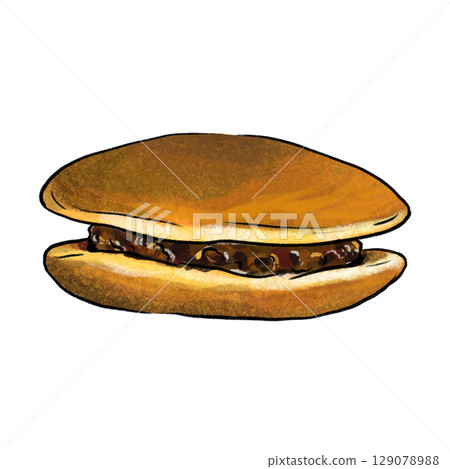 Japanese confection Dorayaki isolated color cartoon illustration  129078988