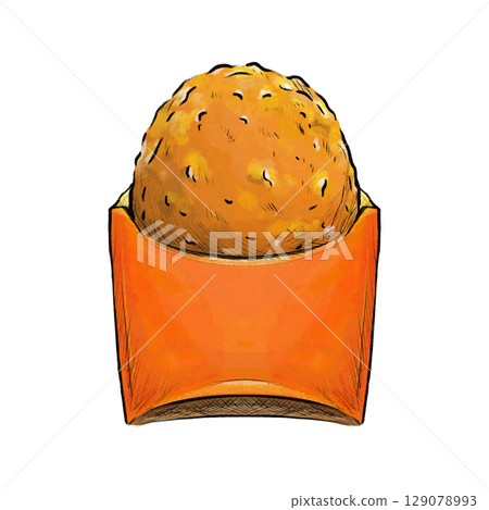 Hash Brown in paper pouch isolated cartoon illustration Hash Brown in paper pouch isolated cartoon illustration 129078993