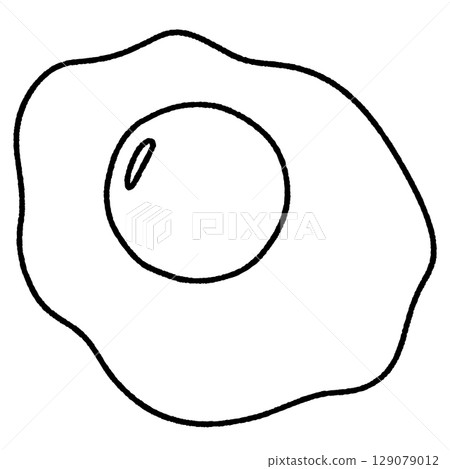 Roughly drawn line drawing of a fried egg Roughly drawn line drawing of a fried egg 129079012