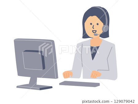 一位女士與顧客打交道的插圖 129079042