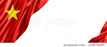 Vietnam flag banner isolated on white background 3D render 129079084
