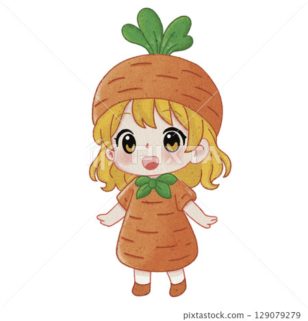 Chibi Girl in Carrot Costume 129079279