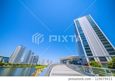 Yokohama cityscape in Japan, including the K Arena in Minato Mirai (July 23, 2025) 129079411