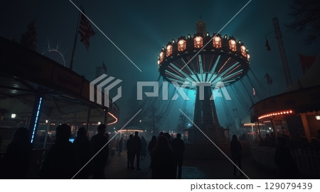 Dark spooky carnival ride 129079439