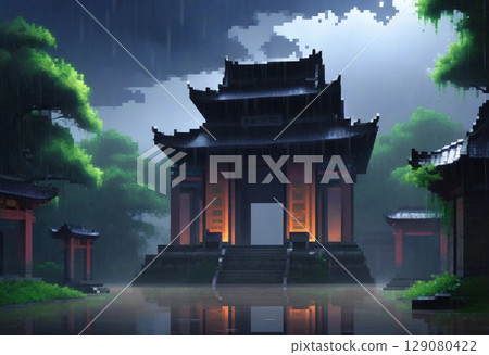Rainy Ruins (Pixel Art Style) 129080422