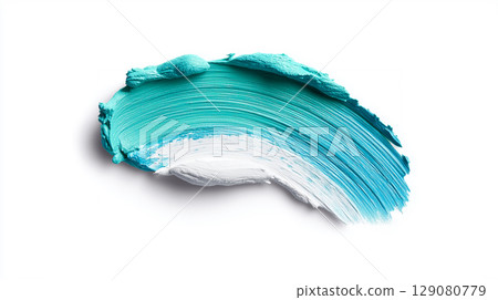 An abstract brushstroke of turquoise and white oil or acrylic paint An abstract brushstroke of turquoise and white oil or acrylic paint 129080779