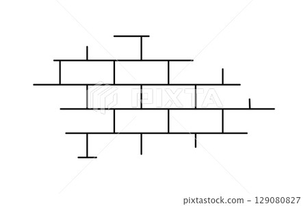 Brick wall texture. Stone blocks background. House wall hole. Old brick wall piece. Building tile surface. Rectangle blocks pattern. Design graphic element. Vintage abstract vector illustration 129080827