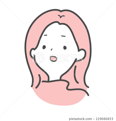 插圖素材:一位停下思考表情的女性的插圖 插圖素材:一位停下思考表情的女性的插圖 129080853