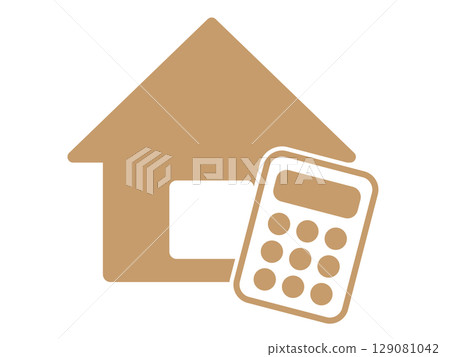 House and calculator icon (home appraisal symbol) 129081042