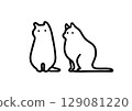簡單的貓插畫_坐著_白貓 129081220