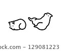 簡單的貓插畫_放鬆_白貓 129081223