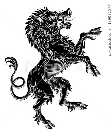 Heraldic Coat of Arms Crest Rearing Heraldry Boar Heraldic Coat of Arms Crest Rearing Heraldry Boar 129081577