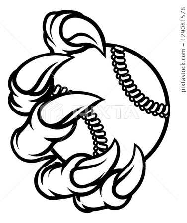 Baseball Ball Claw Cartoon Monster Animal Hand Baseball Ball Claw Cartoon Monster Animal Hand 129081578