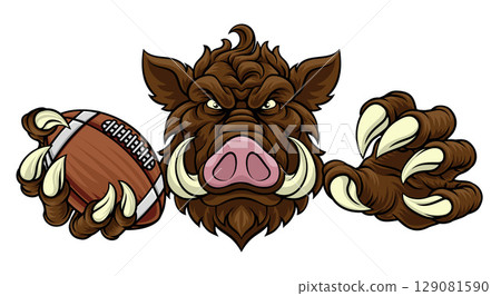 Boar Wild Hog Razorback Warthog Football Mascot Boar Wild Hog Razorback Warthog Football Mascot 129081590