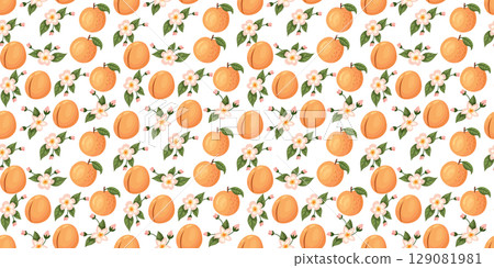 This Charming Peach Pattern features vibrant Oranges and Flowers, brightening your space 129081981