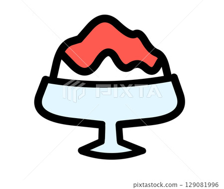 Strawberry shaved ice icon 129081996