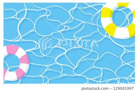 夏日海面上漂浮的游泳圈 129081997
