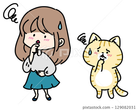 A troubled woman and her cat A troubled woman and her cat 129082031