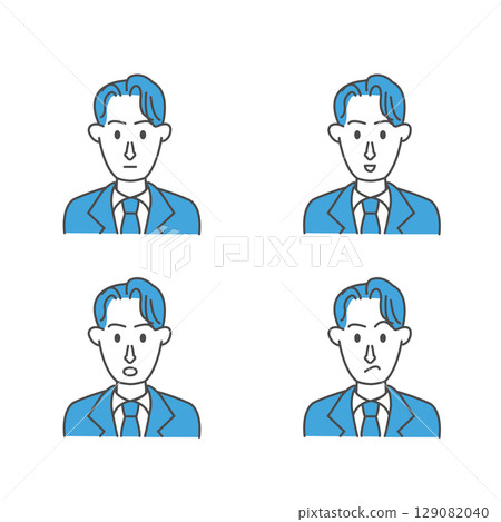 Young men in suits - 4 facial expressions Young men in suits - 4 facial expressions 129082040
