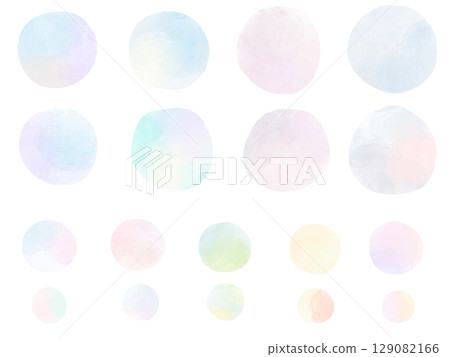 Colorful watercolor textured circles: frame material set 129082166