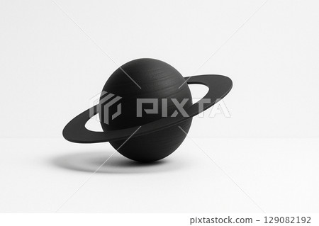 A simple black Saturn object placed on a white background 129082192
