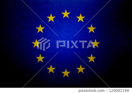 Flag of the European Union on a paper 129082199