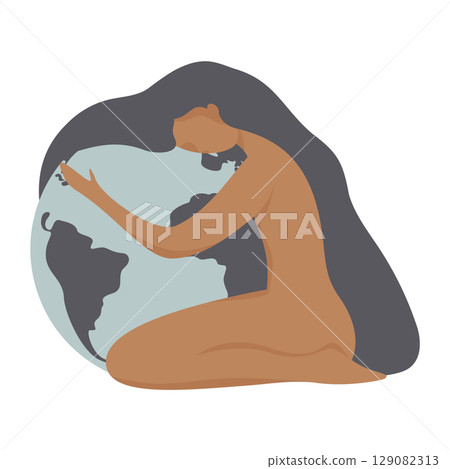 girl embracing planet earth 129082313