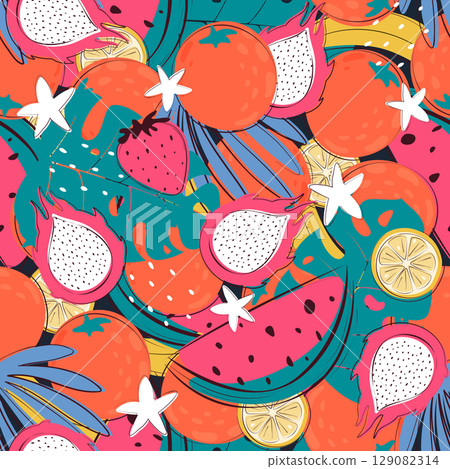 exotic fruits pattern design 129082314