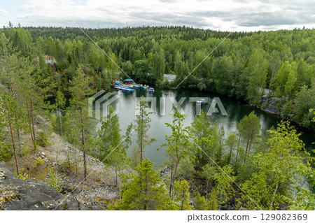 Landscape of the mountain park Ruskeala in the Republic of Karelia Landscape of the mountain park Ruskeala in the Republic of Karelia 129082369