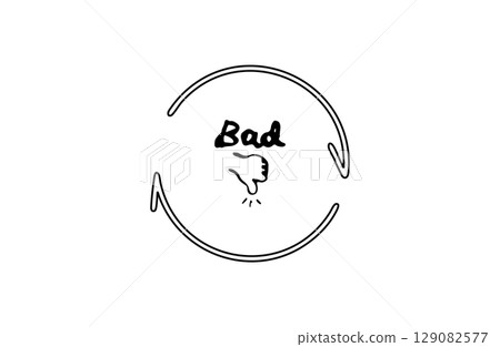Vicious cycle hand-drawn icon (bad sign, clockwise, black) 129082577