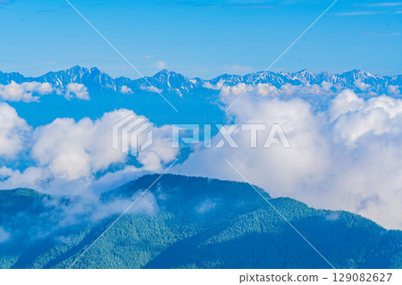 [Nagano Prefecture] View of the Northern Alps from Utsukushigahara Plateau, Japan's highest roadside station 129082627