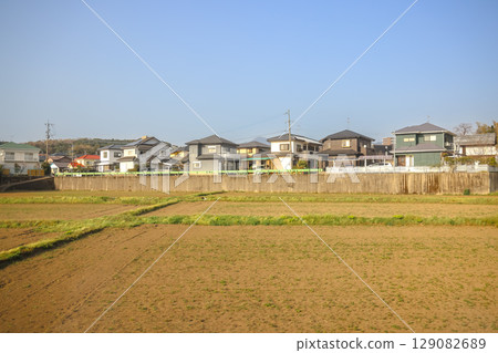March 25 2025 Peaceful Urban Landscape with a River and Surrounding Architecture, Japan 129082689