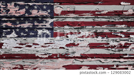 Flag of the USA painted on a board 129083002