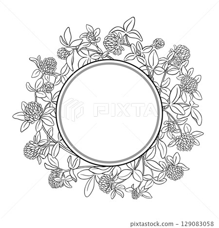Clover Branch Outline Round Frame. Clover Branch Outline Round Frame. 129083058