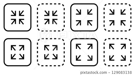 Size enlargement/reduction icon illustration set Size enlargement/reduction icon illustration set 129083138
