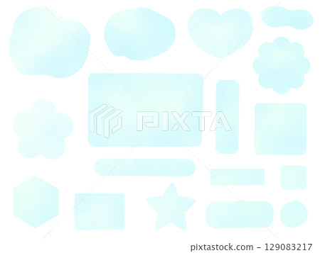 Cute frame set, watercolor, pale blue 129083217