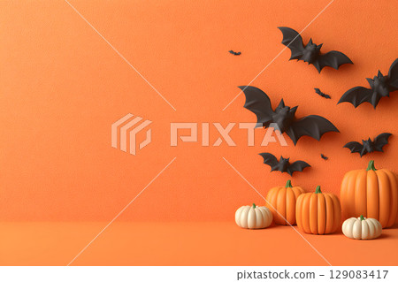 Clean Halloween background with spooky shadows and open space, perfect for design templates, ads, or social posts. 129083417