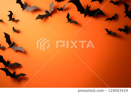 Clean Halloween background with spooky shadows and open space, perfect for design templates, ads, or social posts. 129083429
