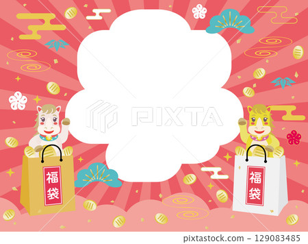 馬和福袋相框 馬和福袋相框 129083485