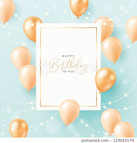 Luxury white card and pink and orange balloons, birthday, Valentine's Day, Mother's Day, Women's Day, festivals, parties, anniversaries advertising mockup material picture 129083579