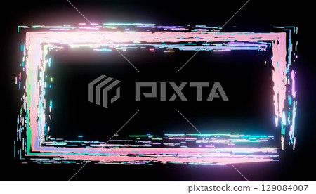 3d rendering. Neon frame from multi-colored paints on a black background. luminous design frame for advertising. 3d rendering. Neon frame from multi-colored paints on a black background. luminous design frame for advertising. 129084007