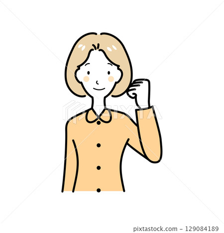 A woman doing a guts pose A woman doing a guts pose 129084189