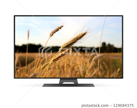 Smart tv with wheat field on screen 129084375
