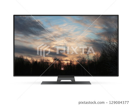 Smart tv with horror film on screen 129084377