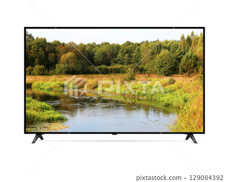 Smart tv with small river on screen 129084392